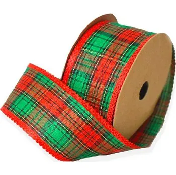 Vánoční dekorace LAALU Stuha - kostkovaná červeno/zelená, 4 x 270 cm