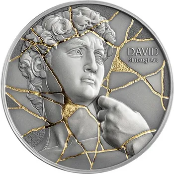 Sběratelství Stříbrná mince 2 Oz Umění Kintsugi: Michelangelův David