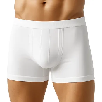 Pánské spodní prádlo AXIRYA - pánské bezešvé BOXERKY z bavlny - bílá/L/XL