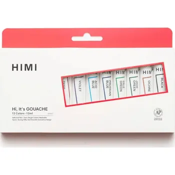 Výtvarná barva Kvašové barvy HIMI - Tube Gouache Set - 12 barev (12 ml)