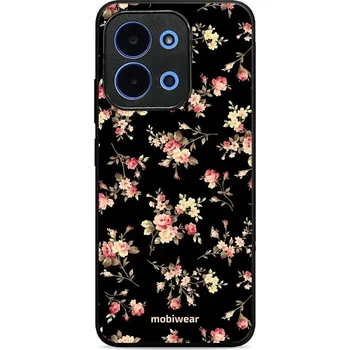 Lesklý kryt Mobiwear Glossy - Xiaomi Poco C85 - G039G - Květy na černé (Prémiové lesklé pouzdro, obal, kryt Mobiwear Glossy na mobil Xiaomi Poco C85 - G039G - Květy na černé, materiál Plast + TPU silikon - krytí po všech stranách, neošoupatelný potisk,)