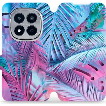 Pouzdro na mobilní telefon Flipové pouzdro Mobiwear - Xiaomi Redmi Note 15 Pro Plus 5G - MG10S Fialové a modré listy (Knížkové flip pouzdro, obal, kryt na mobil Xiaomi Redmi Note 15 Pro Plus 5G - MG10S Fialové a modré listy, materiál Umělá kůže + TPU - ochrana 360°, stojánek,)