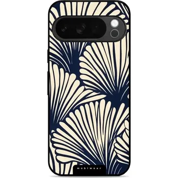Pouzdro na mobilní telefon Lesklý kryt Mobiwear Glossy - Google Pixel 10 Pro - GA41G Béžové květy na modré (Prémiové lesklé pouzdro, obal, kryt Mobiwear Glossy na mobil Google Pixel 10 Pro - GA41G Béžové květy na modré, materiál Plast + TPU silikon - krytí po všech stranách,)