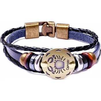 Náramek Náramek kožený pro znamení Rak obvod cca 19,5 cm