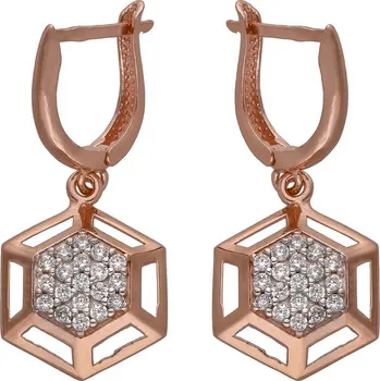 Náušnice Zlaton Visací náušnice růžové zlato s kamenem 2.60cm 2.9g 000260104227