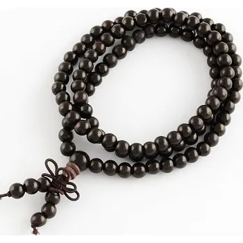 Náhrdelník Japa Mala náhrdelník z dřevěných korálků barvy ebenu cca 84 cm