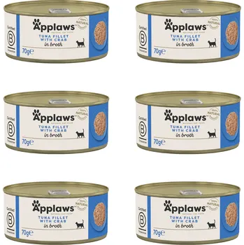 Krmivo pro kočku APPLAWS Tuna fillet with crab in broth - mokré krmivo pro kočky - 6x70g
