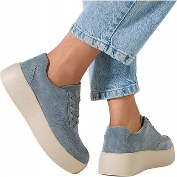 Dámské tenisky Dámské KOŽENÉ tenisky Modré Creepersy Pohodlné Sportovní Boty vel. 38