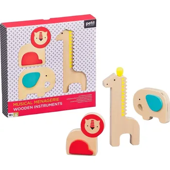 Hudební nástroj pro děti Petit Collage Sada Hudební zvěřinec s dřevěnými nástroji 3ks