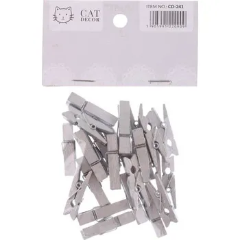 Svatební dekorace Kolíček dřevo 24ks stříbrné 3,5cm