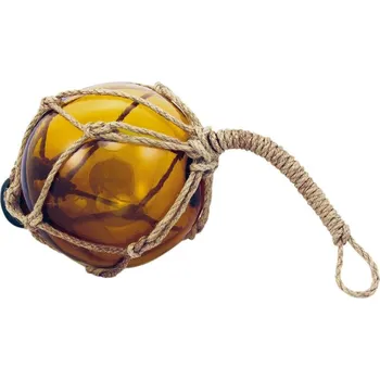 SEA Club Rybářská skleněná koule v síťce, jantar, Ø: 10 cm, v průměru 2,5 cm