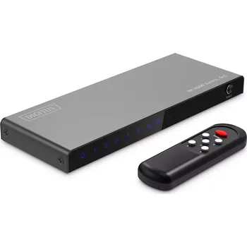 DIGITUS 8K HDMI přepínač 5×1, 60 Hz (4:4:4), HDR, HDCP 2.3, s dálkovým ovládáním, černý