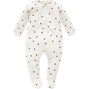Kojenecký overall PINOKIO Tres Bien Overal na zip Ecru Dots Velikost (od výrobce): 56