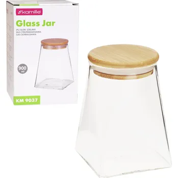 Dóza na potraviny NÁDOBA NA POTRAVINY SKLENĚNÁ ZAVAŘOVACÍ SKLENICE S VÍČKEM NA SYPKÉ KOŘENÍ KAMILLE