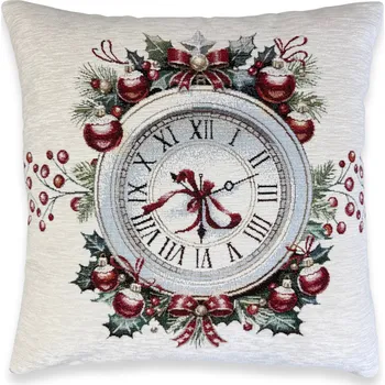 Povlak na dekorativní polštářek Povlak na polštář Gobelín CHENILLE 42/42 cm – Vánoční hodiny