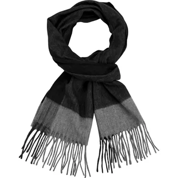 Šála Černo šedá pánská šála s přechodem barev a třásněmi