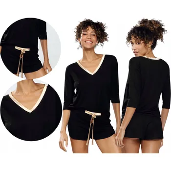 Dámské pyžamo Dkaren dámské pyžamo viskóza černé velikost L