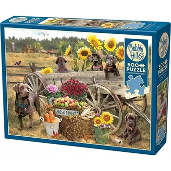 Puzzle Cobble Hill Puzzle 500 dílků Labradoři z vozu, koním je lehčeji