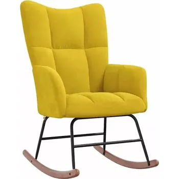 Křeslo NoBi Křeslo ušák, relaxační, houpací, nohy tmavé, látka žlutá, VASCO