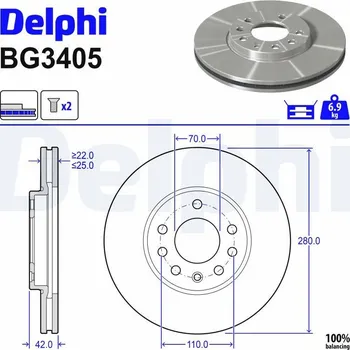 Brzdový kotouč Brzdový kotouč DELPHI BG3405