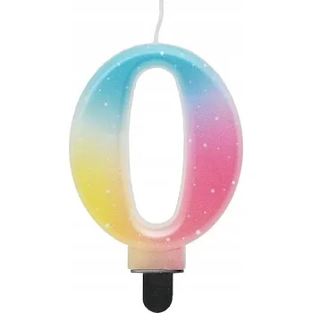 Dortová svíčka Svíčka na dort Číslice 0 Narozeniny Ombre Pastelová
