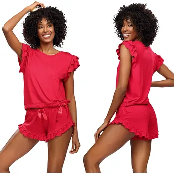 Dámské pyžamo Dkaren dámské pyžamo viskóza červené velikost XS