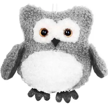 Vánoční dekorace LAALU Vánoční ozdoby - sovička textilní, šedá, 10 x 11 cm