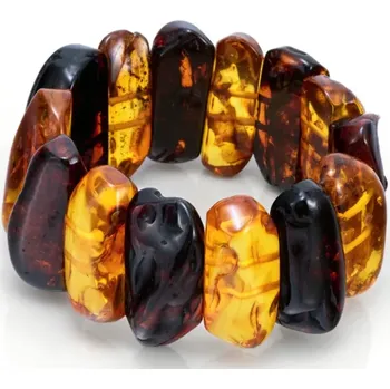 Náramek Originální náramek z baltského jantaru QA, plochý, velké přírodní dílky, "když se sejde med s koňakem" (JA2627NS)