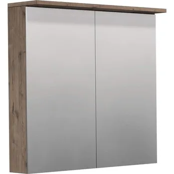 Koupelnový nábytek Smart30 Orin Skříňka zrcadlová 80 x 73,8 cm, 2 dvířka, oboustranné zrcadlo, LED, dub wellington, OR ZS LED 80 2D D370