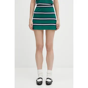 Dámská sukně Sukně z hedvábné směsi Sporty & Rich Serif Logo Silk Pique Aline zelená barva, mini, áčková, SK016621300GR50, M, 77X