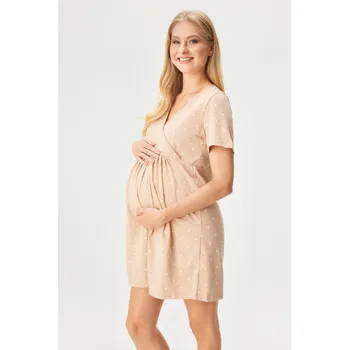 Dámské noční prádlo Těhotenská bavlněná noční košilka Dots krátká