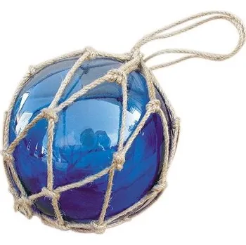 SEA Club Rybářská skleněná koule v síti, modrá, Ø: 12,5 cm