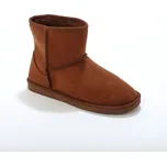 Nízké kozačky s imitací kožešiny čokoládová 39