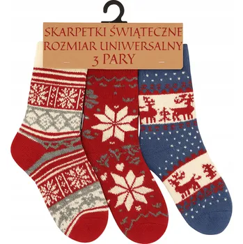 Dámské oblečení VÁNOČNÍ TEPLÉ PONOŽKY ZIMNÍ TEPLÉ PONOŽKY SADA 3 PÁRY