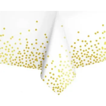 Jednorázový ubrus Ubrus bílý se zlatými konfetami 274x137cm Party Pal
