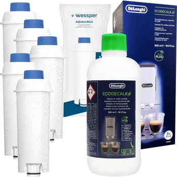 Filtrace vody Odvápňovač DeLonghi EcoDecalk 0,5L + 5x Filtr do vody Wessper Aqualunga