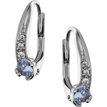 Náušnice Zlaton Náušnice bílé zlato visací s modrým kamenem 1.5&nbsp;cm 1.9&nbsp;g 000442603241