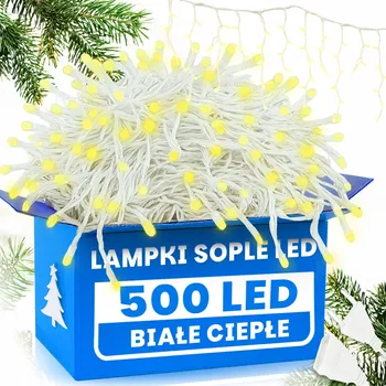 Vánoce RAMPOUCHY 500 LED SVĚTELNÝ ZÁVĚS BÍLÁ TEPLÁ VENKOVNÍ VÁNOČNÍ dekorace