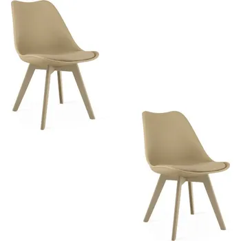 Jídelní židle Set dvou jídelních židlí MARK tmavě béžový / béžový (2 ks)
