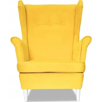Křeslo Křeslo ušák ARI s podnožkou, skandinávský styl Family Meble žluté, citron