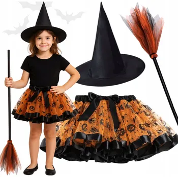 Karnevalový kostým KOSTÝM PŘEVLEK HALLOWEEN ČARODĚJNICE JEŽIBABA TUTU 104 128 CM