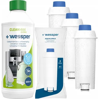 Náhradní díl pro kávovar Wessper: 3x filtr do kávovaru Delonghi + přírodní odvápňovač 500ml