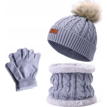 Čepice AZAJ dětská souprava 3 ks šedá, univerzální velikost