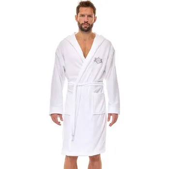 Pánský župan Froté pánský župan Lions bílý s kapucí - M