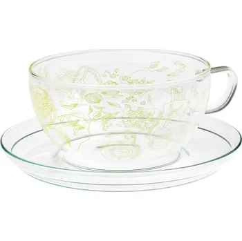 Skleněný šálek s podšálkem - Rose, 300 ml