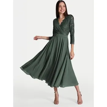 Dámské šaty Swing Koktejlové šaty 5AE29100 Zelená Regular Fit 50