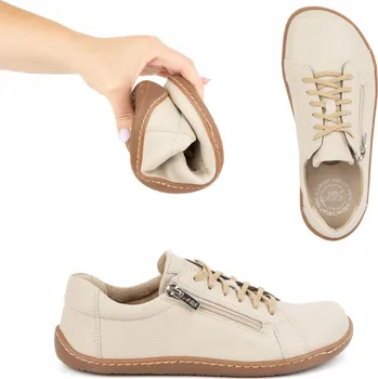 Dámské tenisky Dámské minimalistické kožené barefoot boty model 1243 béžové, velikost 41