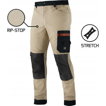 Pracovní oblečení Pracovní kalhoty do pasu BOZP MEGAWORK RIP-STOP stretch KHAKI Velikost 52