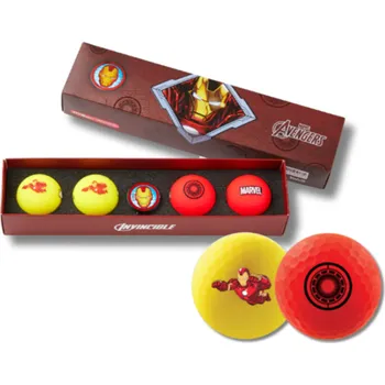 Golfový míček Volvik Marvel Iron Man 4.0 – dárkové balení golfových míčků s markovátkem a vypichovátkem
