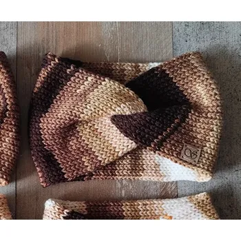 Zimní čelenka Pletená čelenka - hnědá č.2